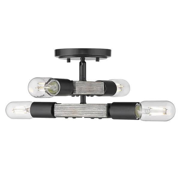 Golden Lighting 7808-FM Blk Lowell Flush Mount Matte Black