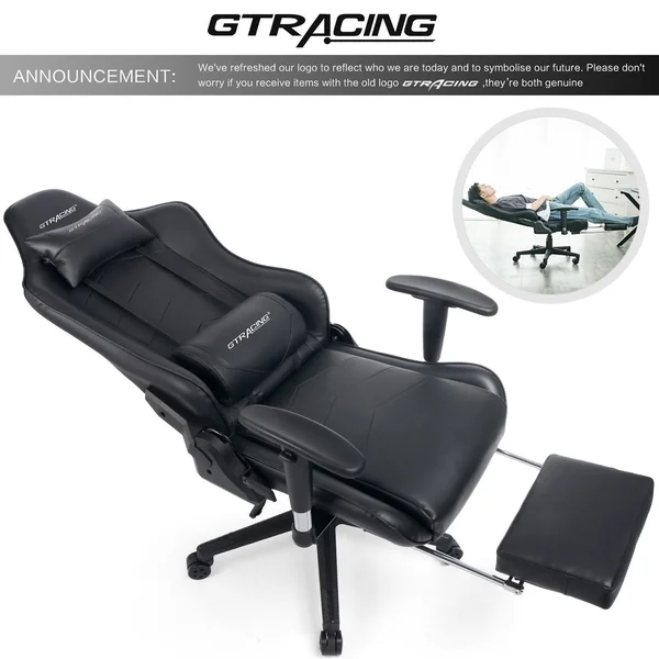 GTRACING Heavy Duty Gaming Chair with Footrest GT901 - Black