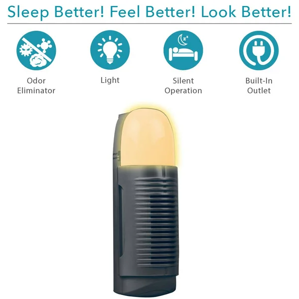 Air Innovations Set of 2 Plug-In Air Purifierswith Nightlight, Black