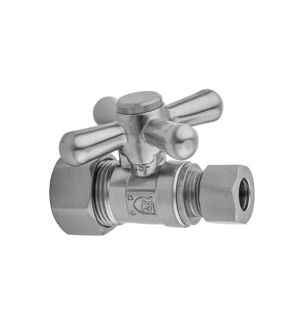 Jaclo 623-2 Quarter Turn Straight Pattern 5/8 inch O.D. Compression (Fits 1/2 inch Copper) x 1/2 inch O.D. Supply Valve with Con