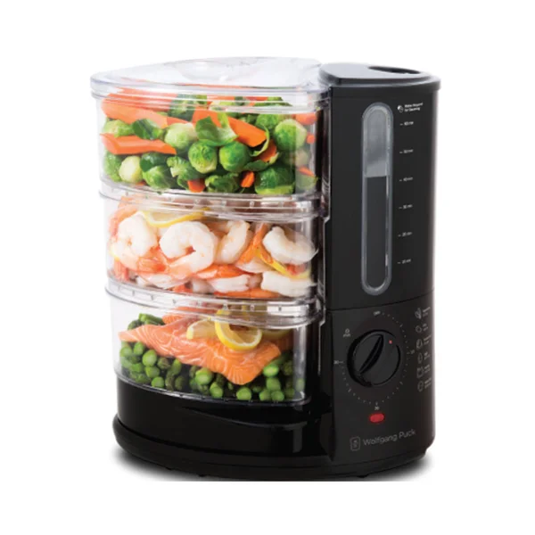 Wolfgang Puck 1400 Watt BPA-Free 3-Tier Rapid Food Steamer - Essential Series - 16.2 x 11 x 10.3"