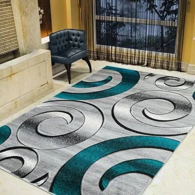 Aftan Abstract Turquoise/Gray Area Rug Orren Ellis Rug Size: Rectangle 7& x 10&5x22