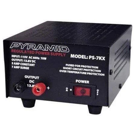 Pyramid PS7KX 5 Amp Heavy Duty DC Linear Power Supply - Fuse Protected