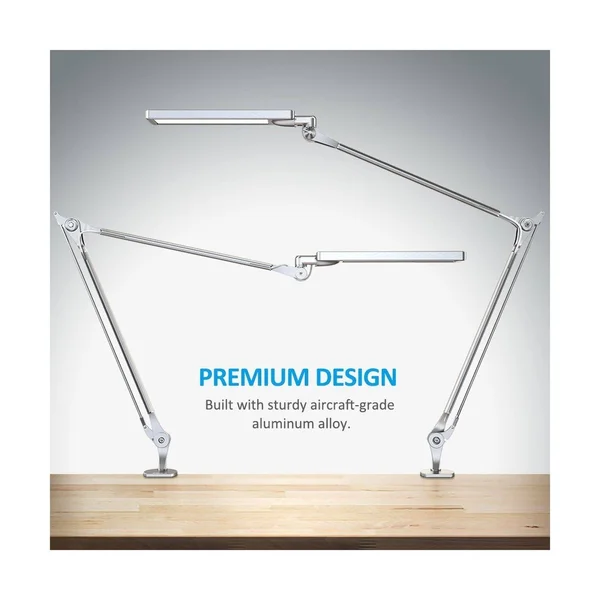 BYB E430 Metal Architect LED Desk Lamp, Swing Arm Task Lamp with CLAMP, Eye-Care