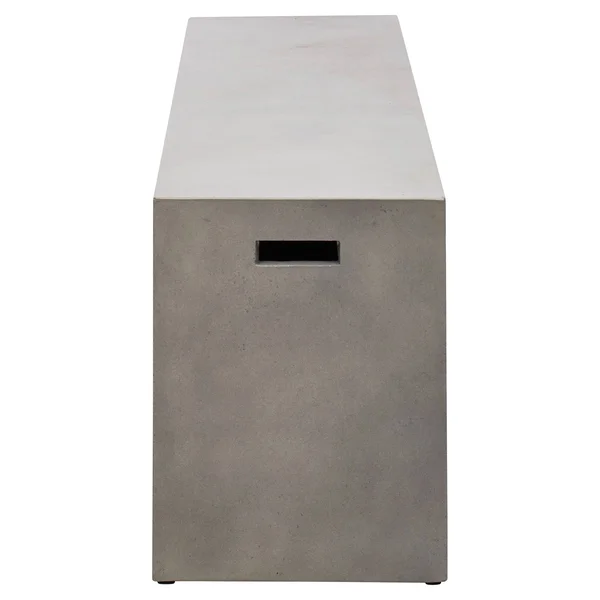 Lydia Modern Classic Grey Concrete Outdoor Bench, Dark Grey, Stone/Concrete, Kathy Kuo Home
