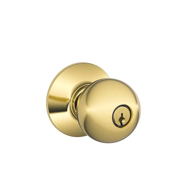 Schlage Orbit Knob x Accent Lever RH Keyed Entry - Lifetime Bright Brass