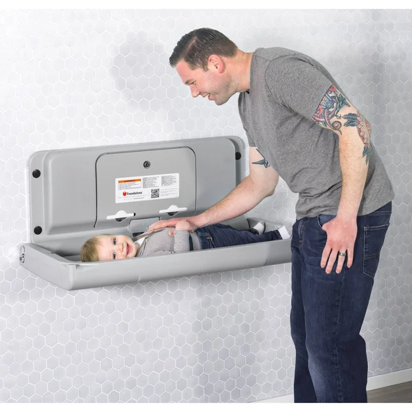 Foundations Ultra Horizontal Baby Changing Station with EZ Mount Backer PLATE, Gray