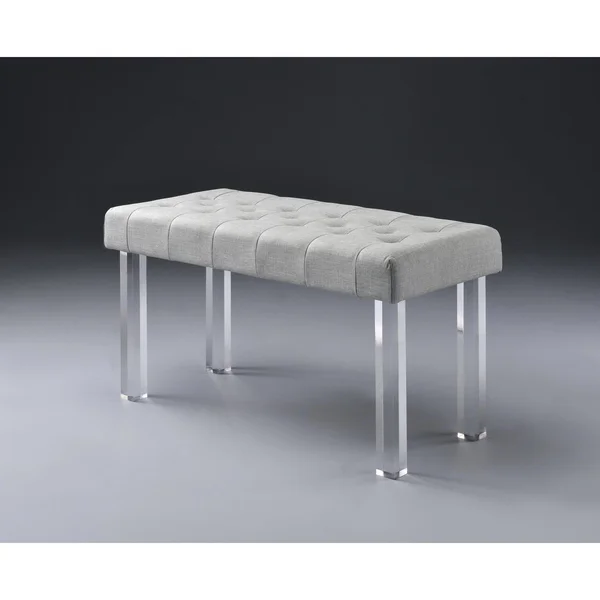 Acme Bagley Bench, Linen & Clear Acrylic