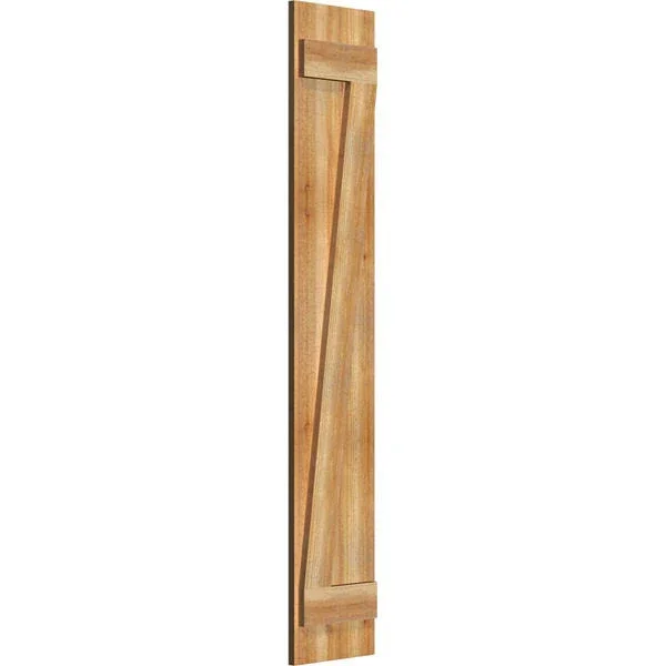 10 3/4x22W x 60x22H TimberCraft Two 5 3/8x22 Boards Joined Board-n-Batten Shutters w/Z-Bar - Rough Sawn Western Red Cedar (Per Pa