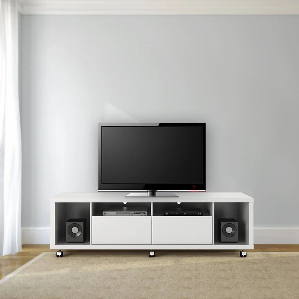 Manhattan Comfort Cabrini TV Stand and Floating Wall TV Panel 1.8 - White Gloss