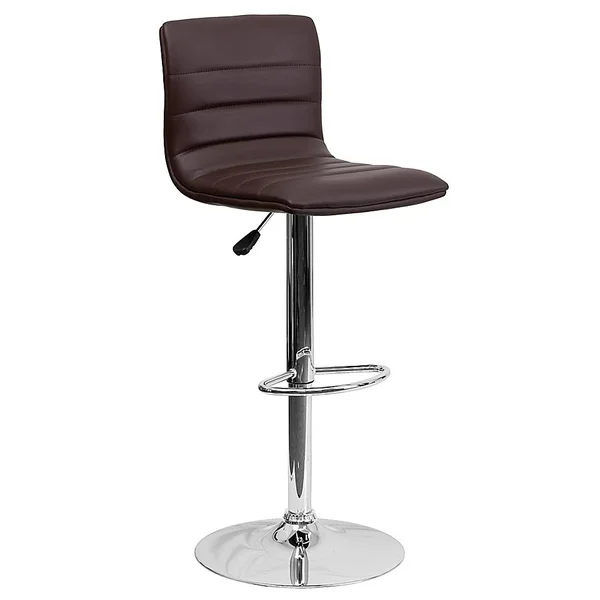 Flash Furniture Contemporary Height Adjustable Vinyl Bar Stool in Brown