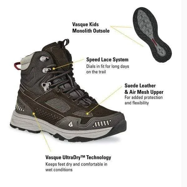 Vasque Breeze at UltraDry Kids 5, Brown Olive