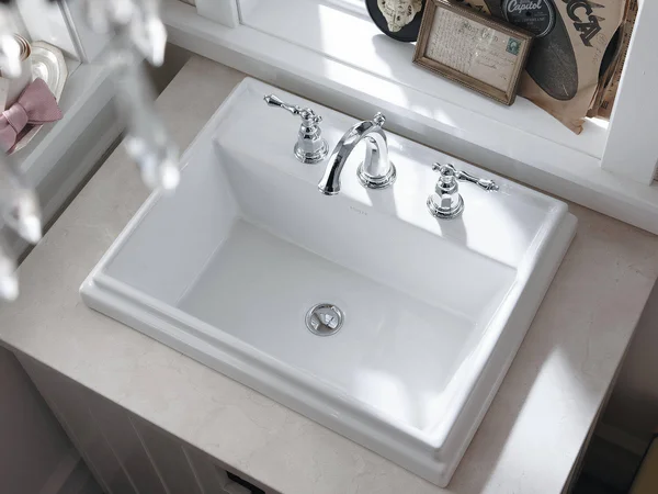Kohler 2991-8-58 Tresham Rectangular Drop-In Bathroom Sink with 8x22 Widespread Faucet Holes - Thunder Grey