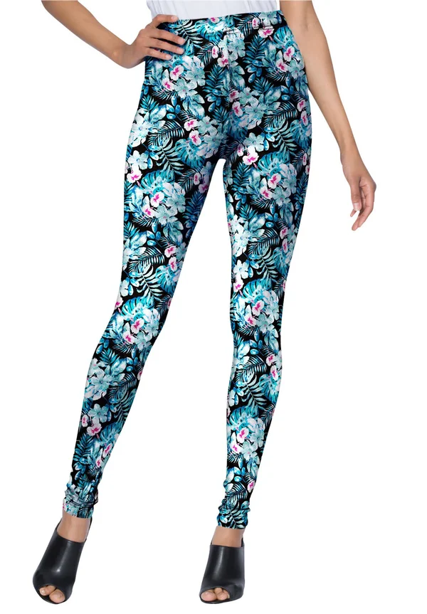Plus Size Women's Ankle-Length Essential Stretch Legging by Roaman&s in Pink Island Life (Size 2X)