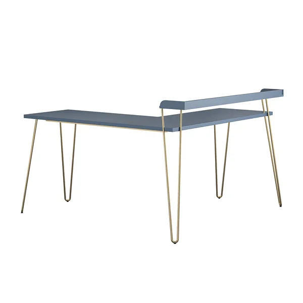 Panama L Desk with Riser Navy/Gold - Room & Joy