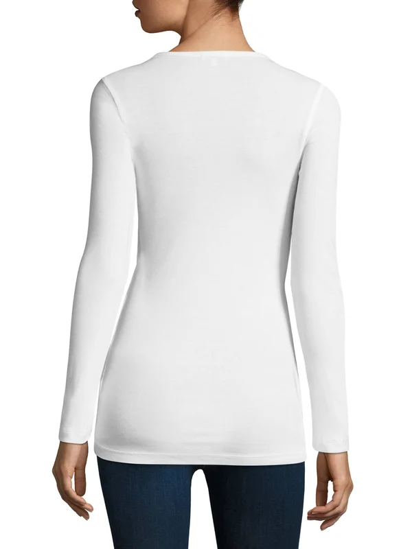 Splendid - White Women's 1x1 Long Sleeve Crew Shirt - Size XL
