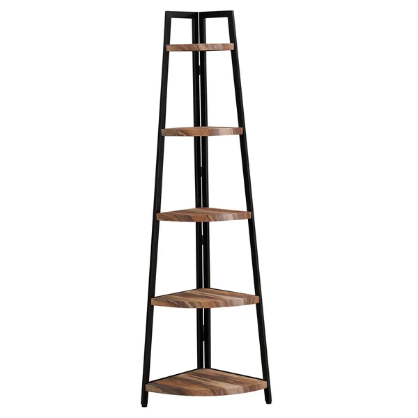 Danya B. Free-Standing Industrial Corner Shelf in (Black/Brown)