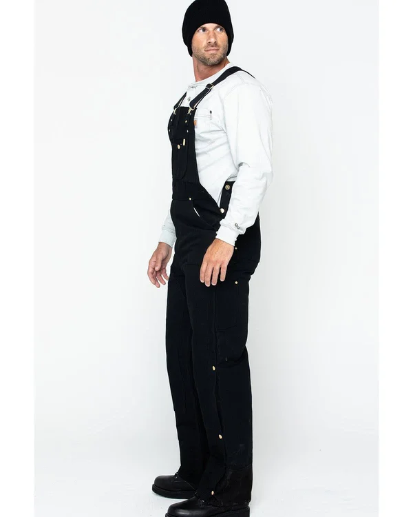 Carhartt Black Quilt-Lined Zip-to-Thigh Bib Overalls