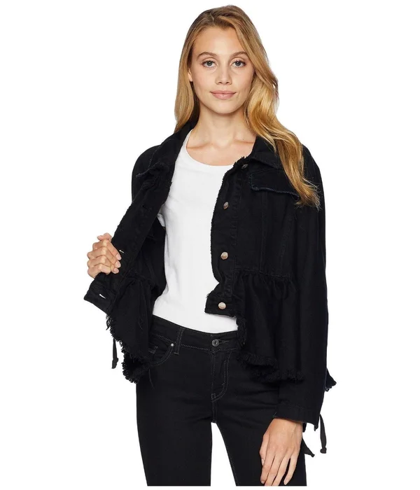 Free People Willow Cotton Denim Jacket - Black M