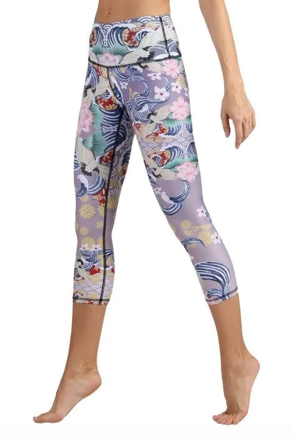 Zen Water Garden Eco-Friendly Women's Yoga Crop Leggings, Yoga Democracy Zen Water Garden, Xs - Eco Friendly Activewear by Yog