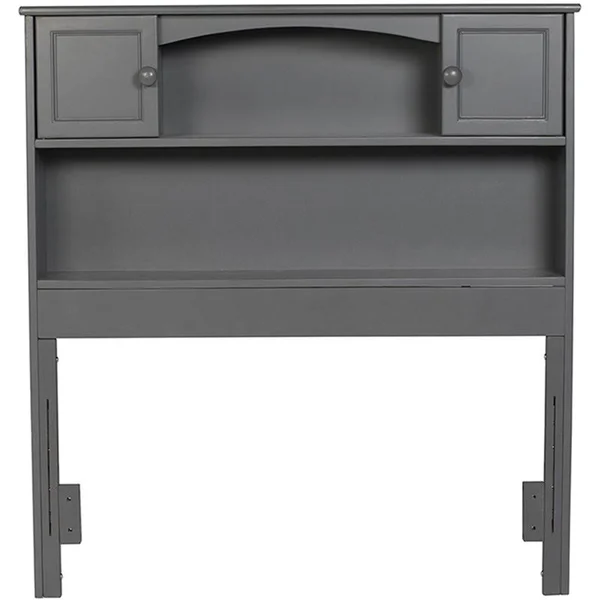 Bowery Hill Solid Wood Bookcase Twin Headboard in Gray