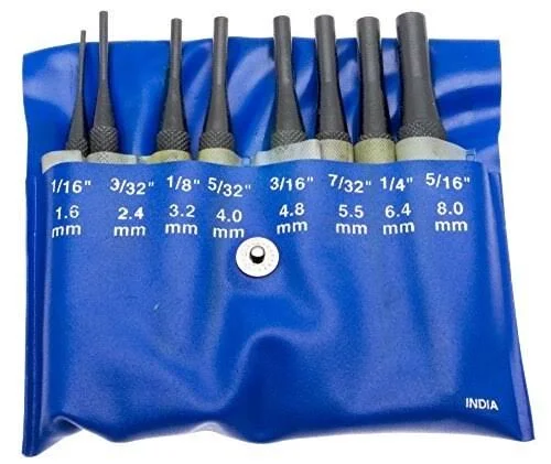 Select 8 Piece Pin Punch Set 1/16 to 5/16 inch Range - Round Shank