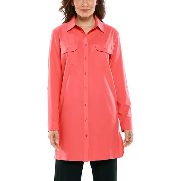 Coolibar Women's Tunic Shirt, UPF Protection Shirts for Women, Orange, XX-Small