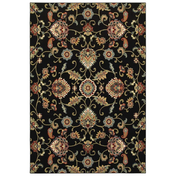 Oriental Weavers Kashan 9946K 5&3x22 x 7&6x22 Black Area Rug