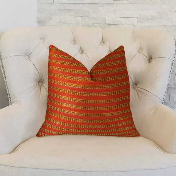 Plutus Carmine Red Handmade Luxury Pillow 16x22L x16x22W