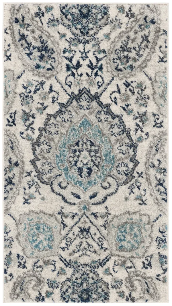 Safavieh MAD600C-222 Madison Power Loomed Runner Rug Cream & Light Grey - 2 ft.-3 in. x 22 ft.