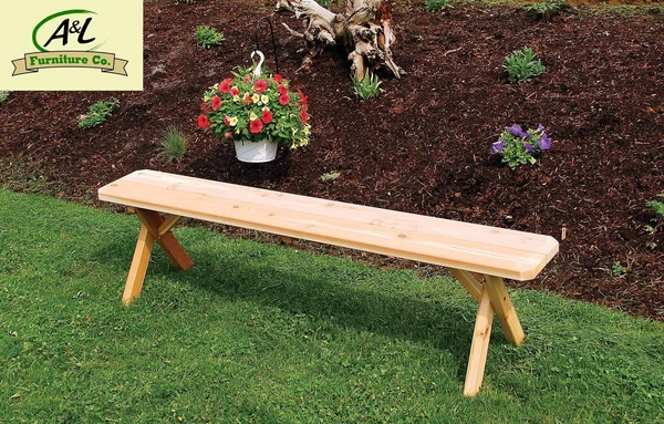 Cross Leg Cedar Picnic Bench 5ft - Walnut Stain