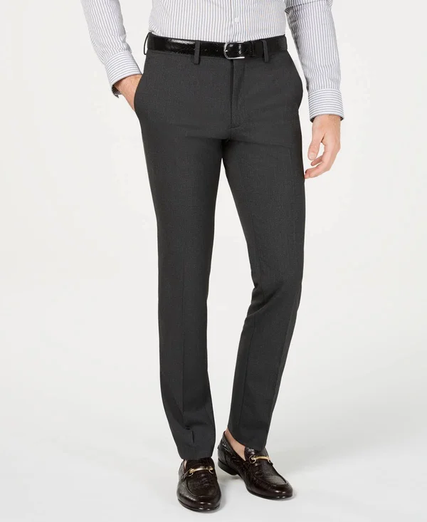 Kenneth Cole Stretch Solid Skinny Fit Flex Waistband Flat - Shoe Front Dress Pant
