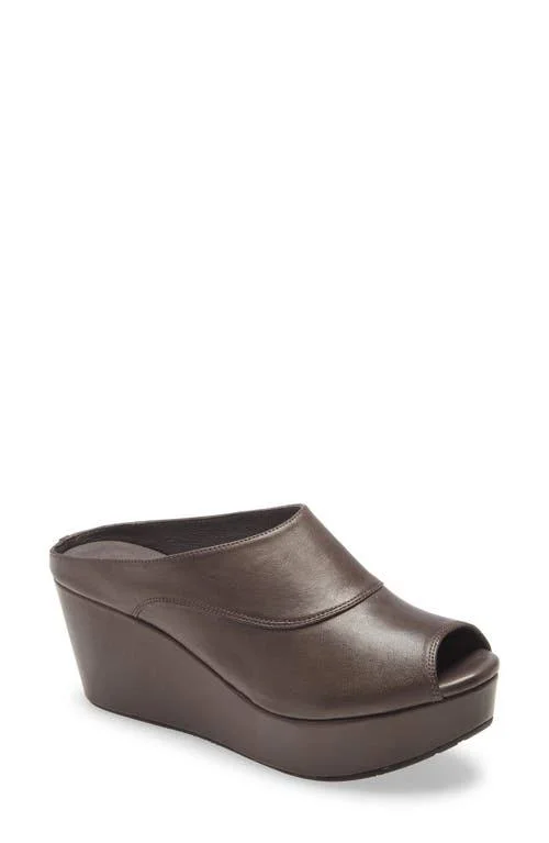 Chocolat Blu Wind Platform Wedge Mule, Size 9 in Charcoal Leather at Nordstrom