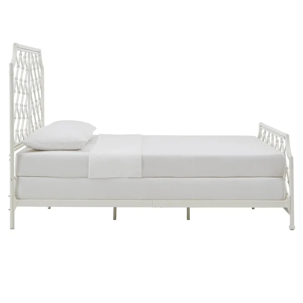 nelle Geometric Mosaic White Metal Queen Bed by Inspire Q Classic