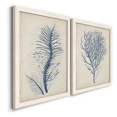 Indigo Coral VPremium Framed Print - Ready to Hang Dovecove Format: White Framed Canvas, Matte Color: No Matte, Size: 20x22 H x