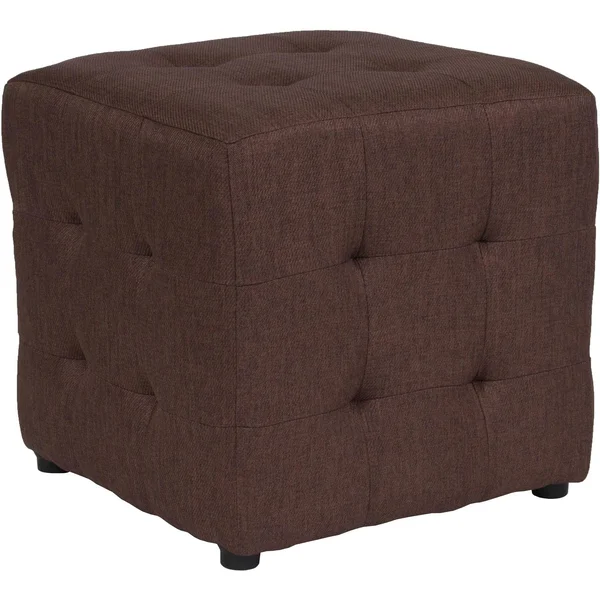 Avendale Tufted Upholstered Ottoman Pouf in - Brown Fabric
