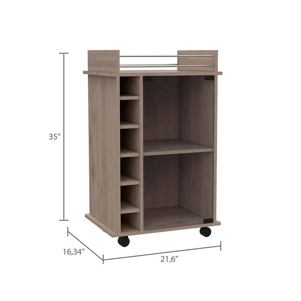 Tuhome Furniture Dukat Glass Door Bar Cart in Light Gray - BLZ5231
