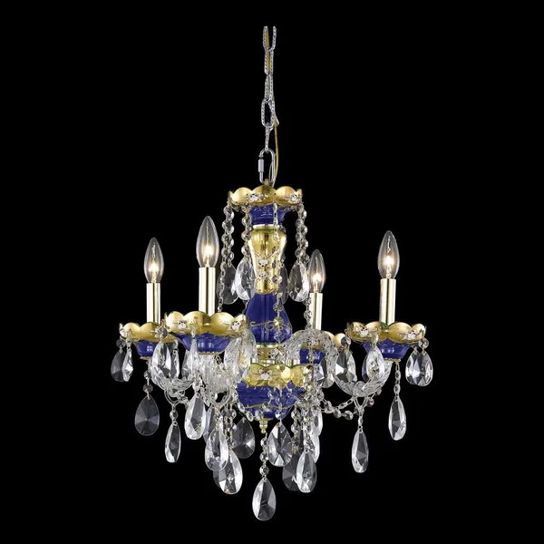 Elegant Lighting 7810D19BE/EC Alexandria 4 Light Blue Pendant Clear Elegant Cut Crystal