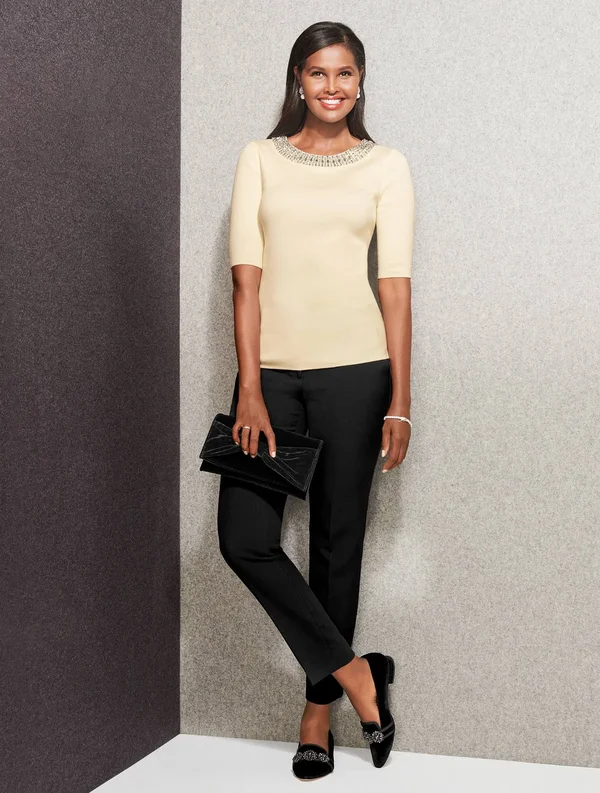 Talbots Hampshire Ankle Pants - Solid - Black - 4