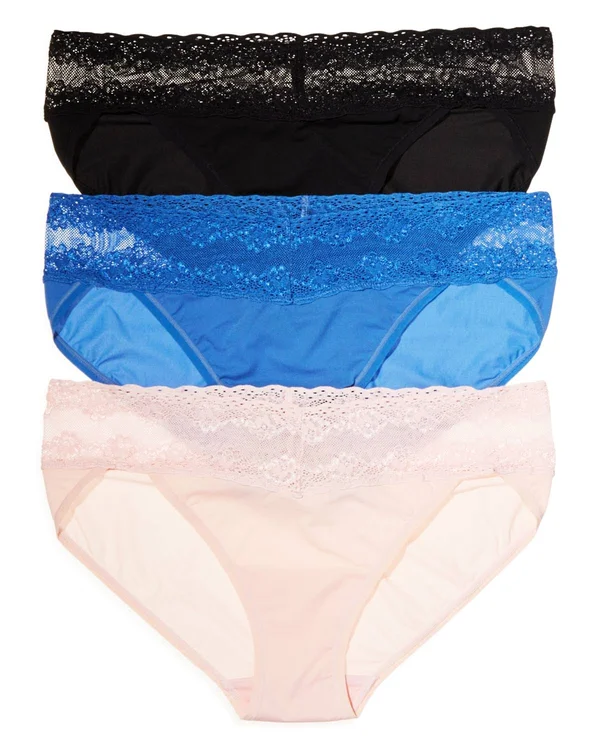 Natori Bliss Perfection One-Size V-kini 3 Pack - Black, Natori