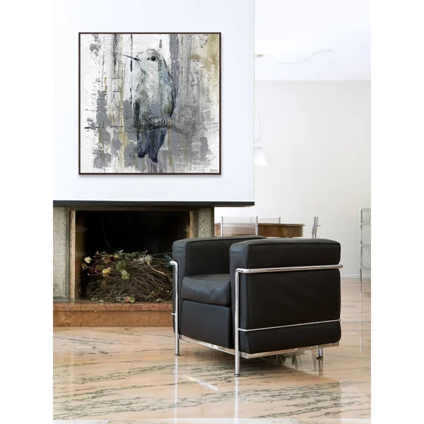 Perching Grey Floater Framed Painting Print on Canvas