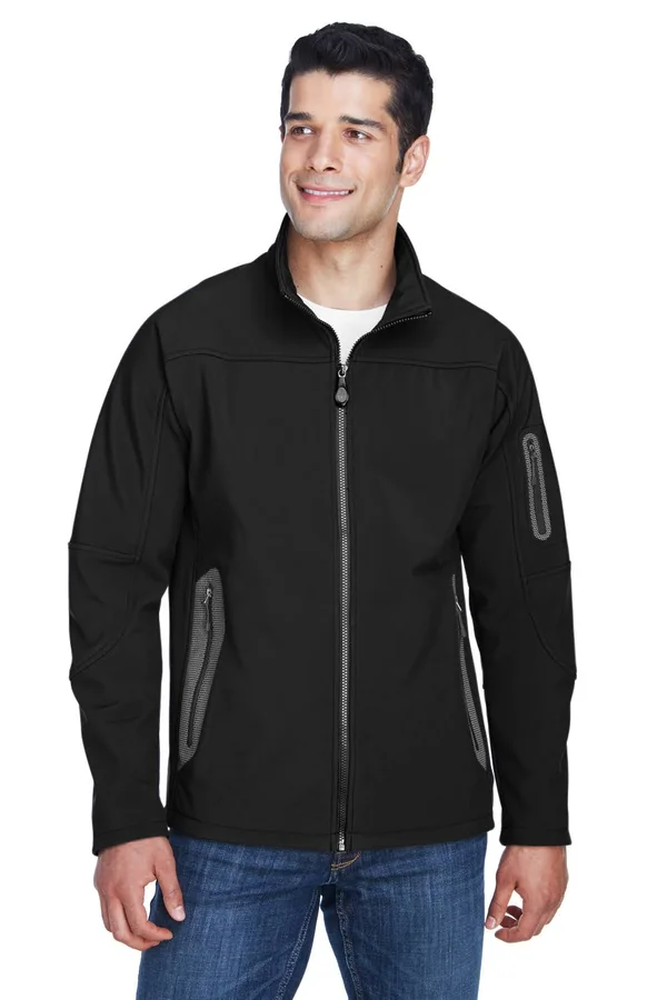 North End 88138 Men's Three-Layer Fleece Bonded Soft Shell Technical Jacket - Black - 5XL