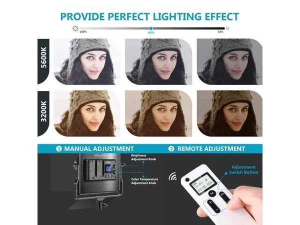 Neewer 2 Packs Advanced 2.4G 660 LED Video Light Photography Lighting Kit, Dimmable Bi-Color LED Panel with LCD Screen, 2.4G Wir