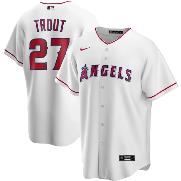 Men's Los Angeles Angels Mike Trout Nike White Home Replica Player Jersey XL
