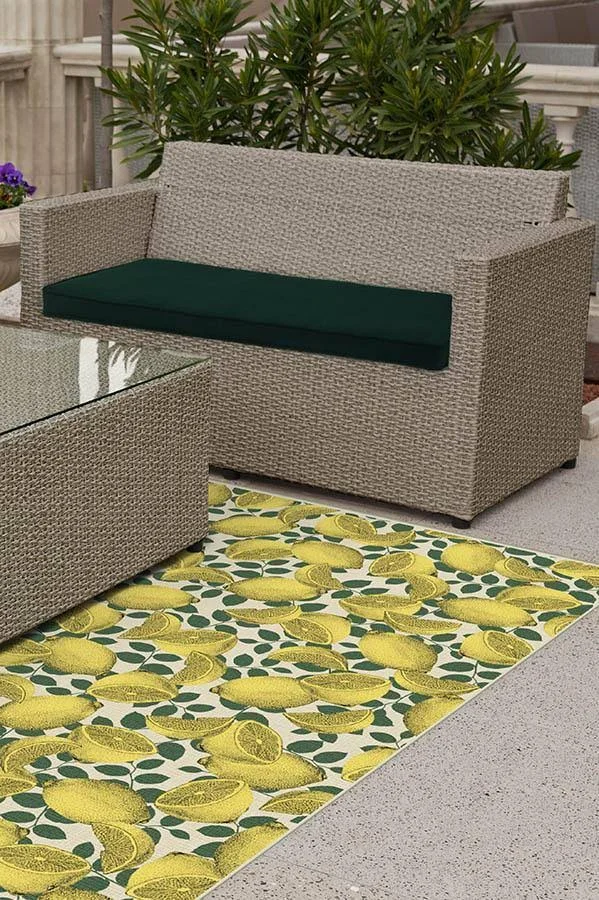 5&x7& - Machine Washable Area Rug, Kid & Pet Friendly, Outdoor Rug, Outdoor Limoncello Yellow Rug, Ruggable