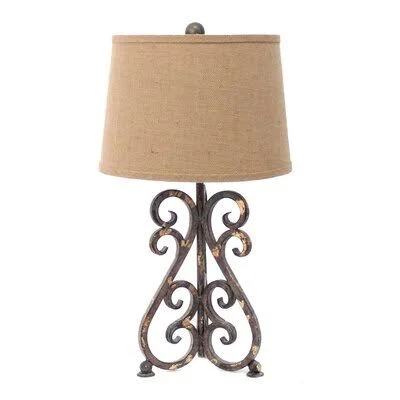 13x22 x 11x22 x 23.75x22 Bronze - Vintage Metal, Khaki Linen Shade - Table Lamp Canora Grey, 23.75 x 13 x 11 Inches
