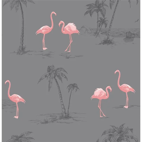 Brewster 2904-41239sw Sanibel Taupe Flamingo Wallpaper