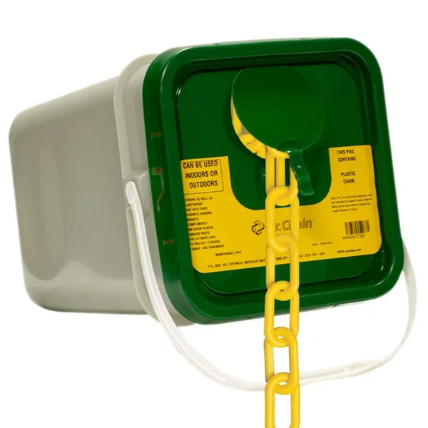 Mr. Chain Plastic Chain Barrier in A Pail - 2x22x160&L, Yellow 50002-P