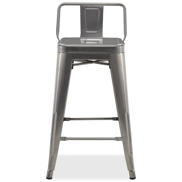 BELLEZE Asher 30x22 Bar Stools Low Back (Set of 4) Gunmetal - #aeaeae