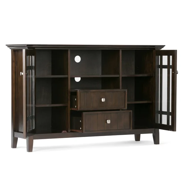 Wyndenhall Freemont Solid Wood 53 inch Wide Rustic TV Media Stand in Dark Tobacco Brown for TVs Up to 55 Inches